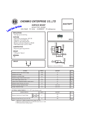BAS70SPT Datasheet PDF CHENMKO CO., LTD.