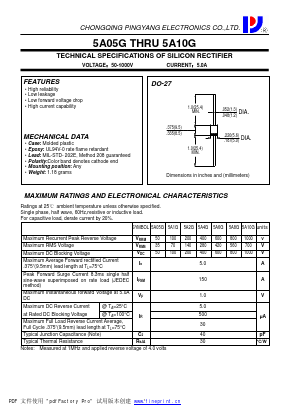 5A05G Datasheet PDF CHONGQING PINGYANG ELECTRONICS CO.,LTD