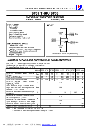 SF31 Datasheet PDF CHONGQING PINGYANG ELECTRONICS CO.,LTD