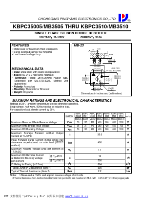 MB352 Datasheet PDF CHONGQING PINGYANG ELECTRONICS CO.,LTD