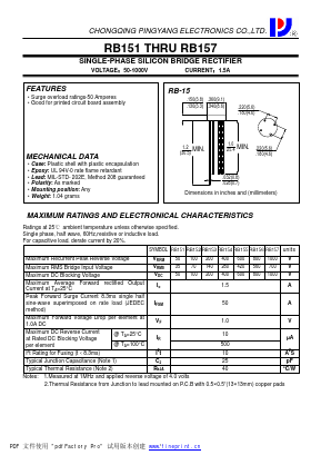 RB154 Datasheet PDF CHONGQING PINGYANG ELECTRONICS CO.,LTD