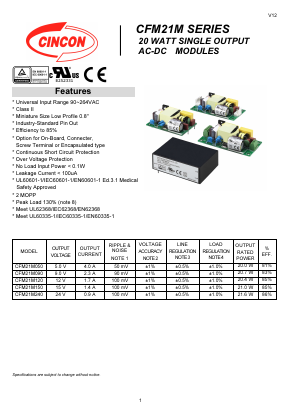 CFM21M090 Datasheet PDF CINCON ELECTRONICS Corporation