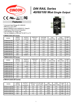 CFM101C Datasheet PDF CINCON ELECTRONICS Corporation