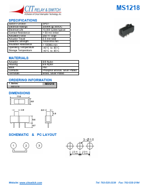 MS1218 Datasheet PDF CIT Relay and Switch