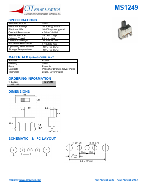 MS1249 Datasheet PDF CIT Relay and Switch