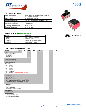 1202A4BREB Datasheet PDF CIT Relay and Switch