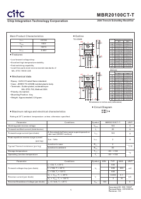 MBR20100CT-T Datasheet PDF Chip Integration Technology Corporation