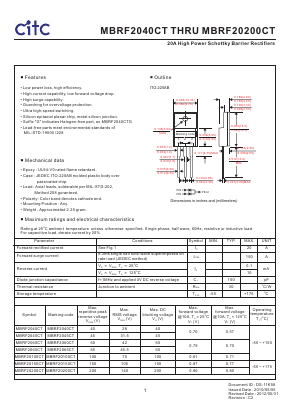 MBRF20100CTG Datasheet PDF Chip Integration Technology Corporation