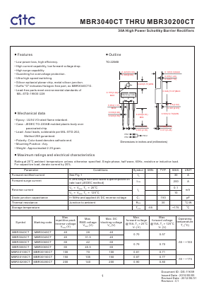 MBR3040CT Datasheet PDF Chip Integration Technology Corporation