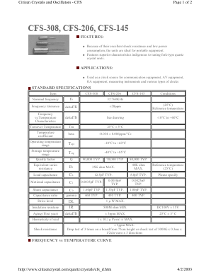 CFS-206 Datasheet PDF CITIZEN ELECTRONICS CO., LTD.