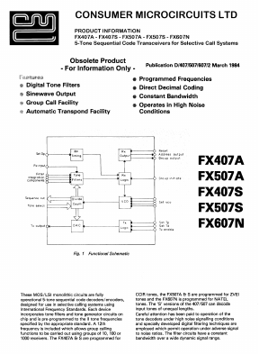 FX407S Datasheet PDF CML Microsystems Plc