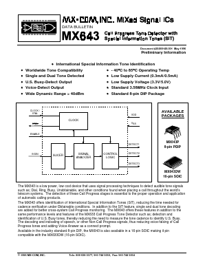 MX643DW Datasheet PDF CML Microsystems Plc