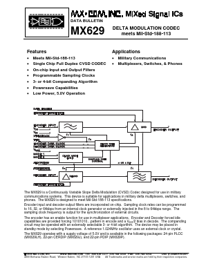 MX629 Datasheet PDF CML Microsystems Plc