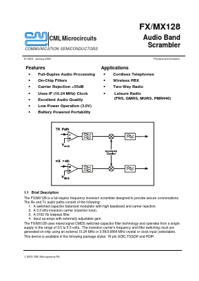 MX128DW Datasheet PDF CML Microsystems Plc
