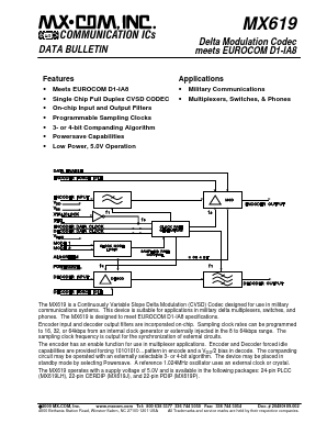 MX619LH Datasheet PDF CML Microsystems Plc
