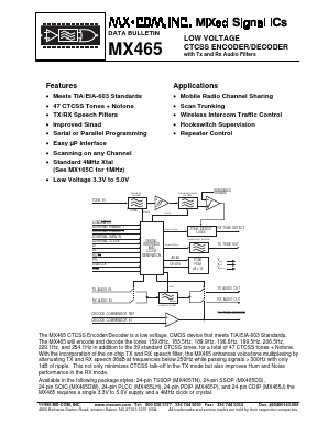 MX465 Datasheet PDF CML Microcircuits