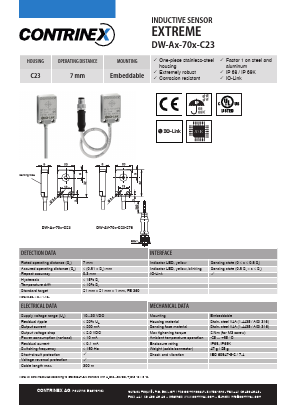 DW-AV-704-C23-276 Datasheet PDF Contrinex AG Industrial Electronics