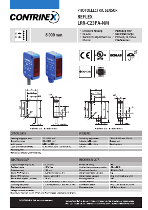 LRR-C23PA-NMK-60D Datasheet PDF Contrinex AG Industrial Electronics