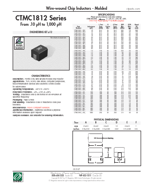 CTMC1812-R39J Datasheet PDF Central Technologies