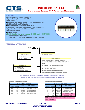 770103P Datasheet PDF CTS Corporation