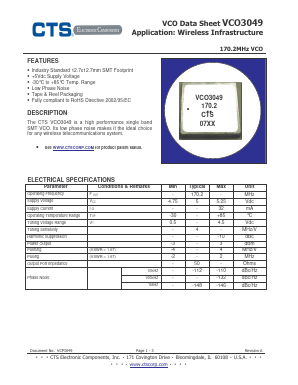 VCO3049 Datasheet PDF CTS Corporation