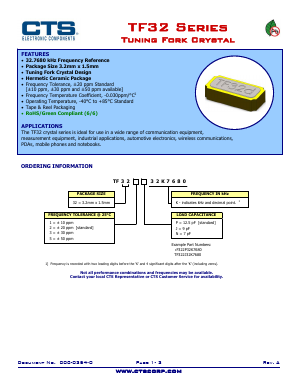 TF321J32K7680 Datasheet PDF CTS Corporation