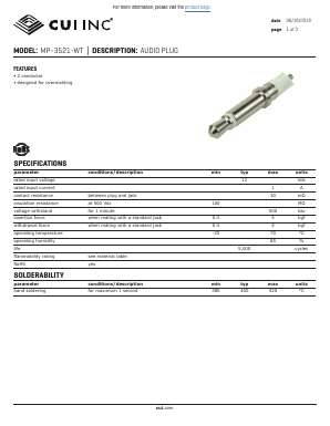 MP-3521-WT Datasheet PDF CUI INC