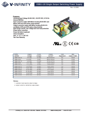 VSBU-120-3.3 Datasheet PDF CUI INC