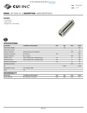 SR-2540-01 Datasheet PDF CUI INC