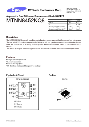 MTNN8452KQ8 Datasheet PDF Cystech Electonics Corp.