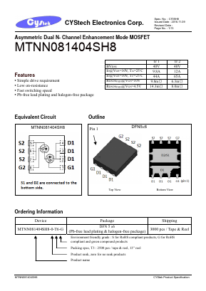 MTNN081404SH8 Datasheet PDF Cystech Electonics Corp.