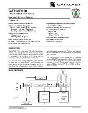 CAT28F010H-90T Datasheet PDF Catalyst Semiconductor => Onsemi