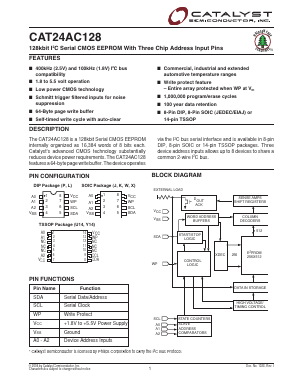 CAT24AC128X-1.8TE13 Datasheet PDF Catalyst Semiconductor => Onsemi