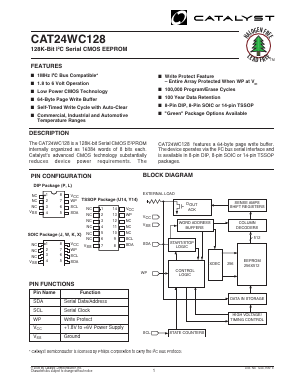CAT24WC128J-TE13 Datasheet PDF Catalyst Semiconductor => Onsemi