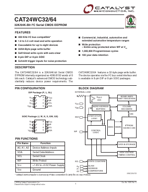 CAT24WC32GLA-TE13 Datasheet PDF Catalyst Semiconductor => Onsemi