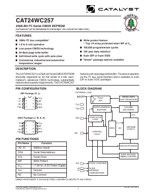 CAT24WC257 Datasheet PDF Catalyst Semiconductor => Onsemi