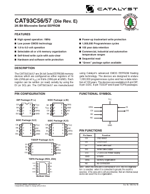 CAT93C56V-1.8TE13 Datasheet PDF Catalyst Semiconductor => Onsemi