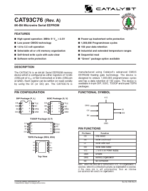 CAT93C76 Datasheet PDF Catalyst Semiconductor => Onsemi