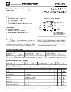 CMM2321 Datasheet PDF Celeritek, Inc.