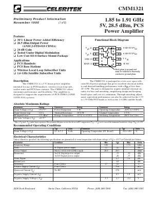 CMM1321-AK-000T Datasheet PDF Celeritek, Inc.