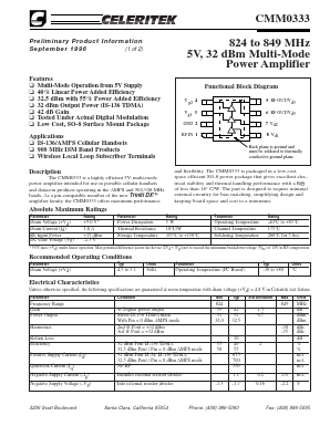CMM0333-AK-000T Datasheet PDF Celeritek, Inc.
