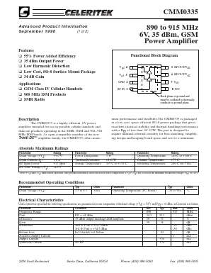 CMM0335 Datasheet PDF Celeritek, Inc.