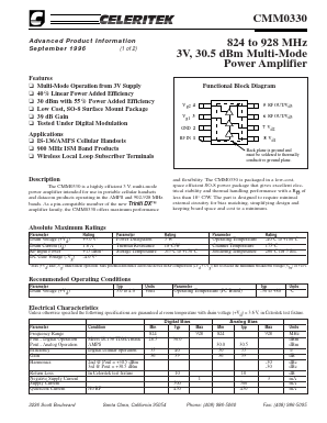 CMM0330 Datasheet PDF Celeritek, Inc.
