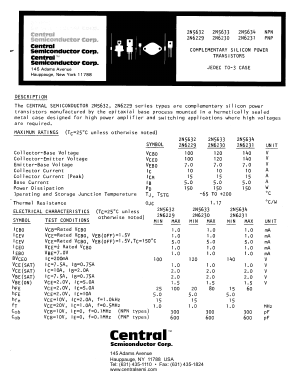2N5633 Datasheet PDF Central Semiconductor