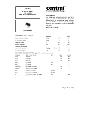 CMPTA77 Datasheet PDF Central Semiconductor