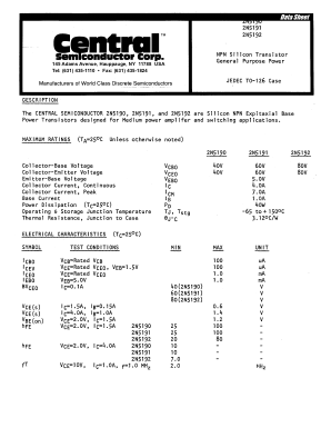 2N5190 Datasheet PDF Central Semiconductor