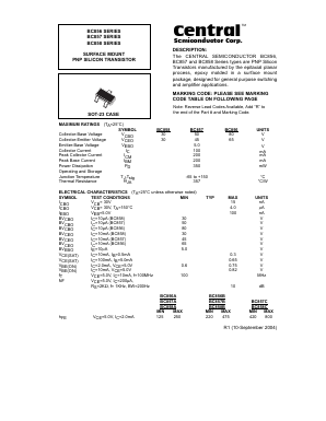 BC857A Datasheet PDF Central Semiconductor