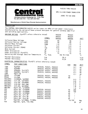 MJE223 Datasheet PDF Central Semiconductor