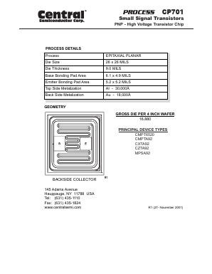CP701 Datasheet PDF Central Semiconductor
