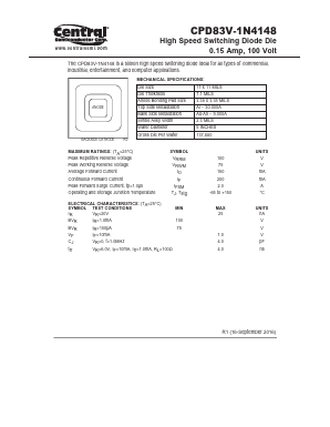 CPD83V-1N4148 Datasheet PDF Central Semiconductor